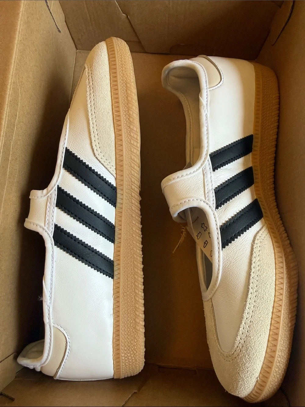 adidas Samba Janes Strap Sneakers in White/Black with Gum Sole
